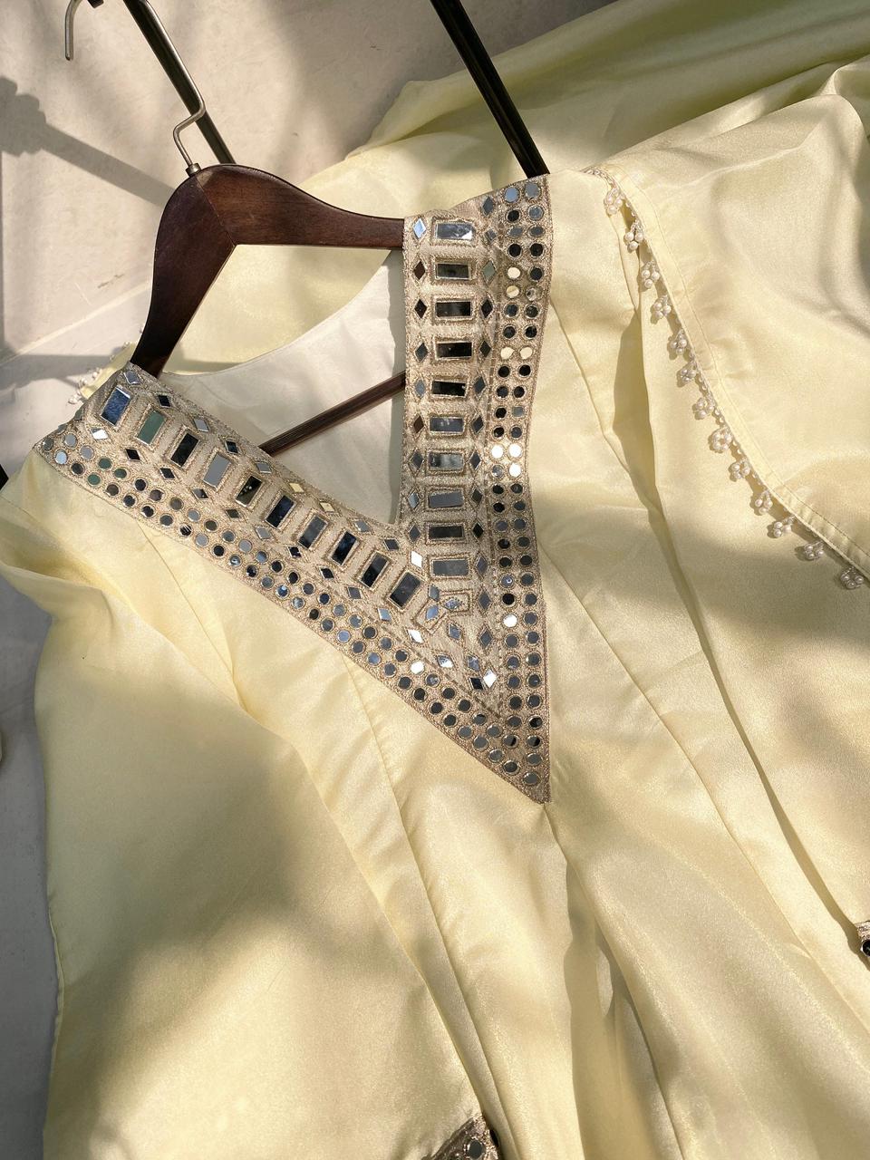 3 piece plazzo pair with real mirror and embroiderry work CODE : 5942