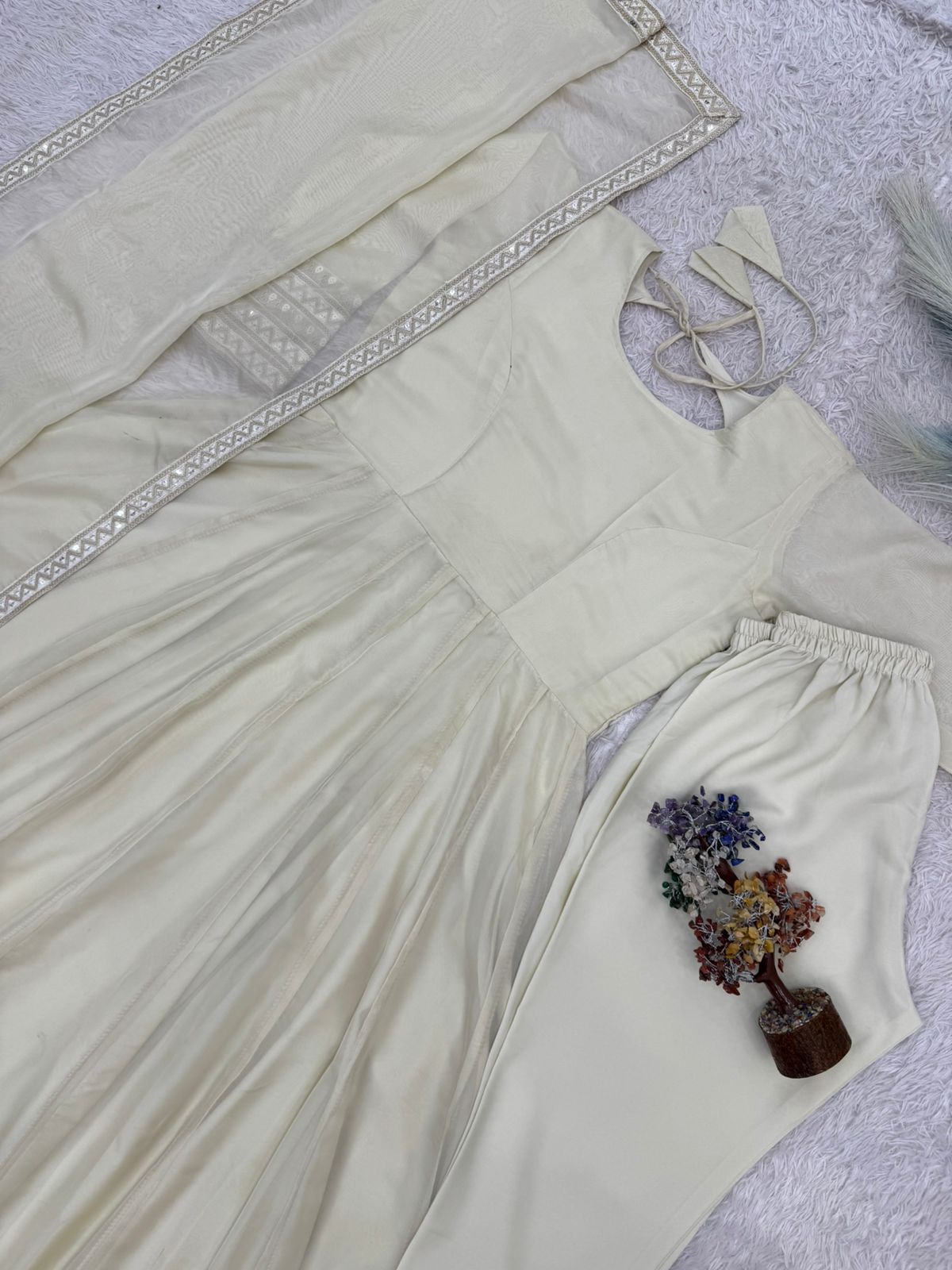 embroidery work anarkali set - 638