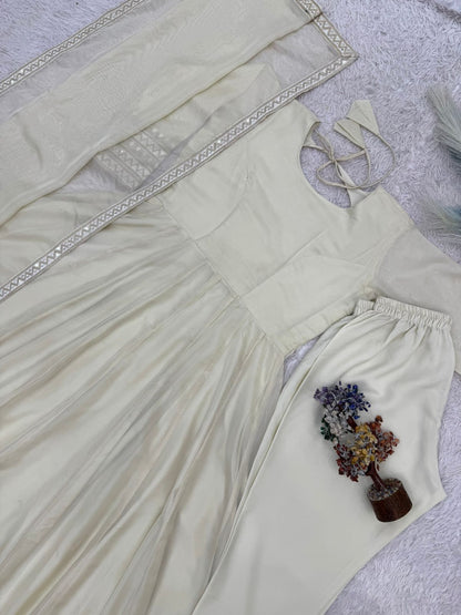 embroidery work anarkali set - 638