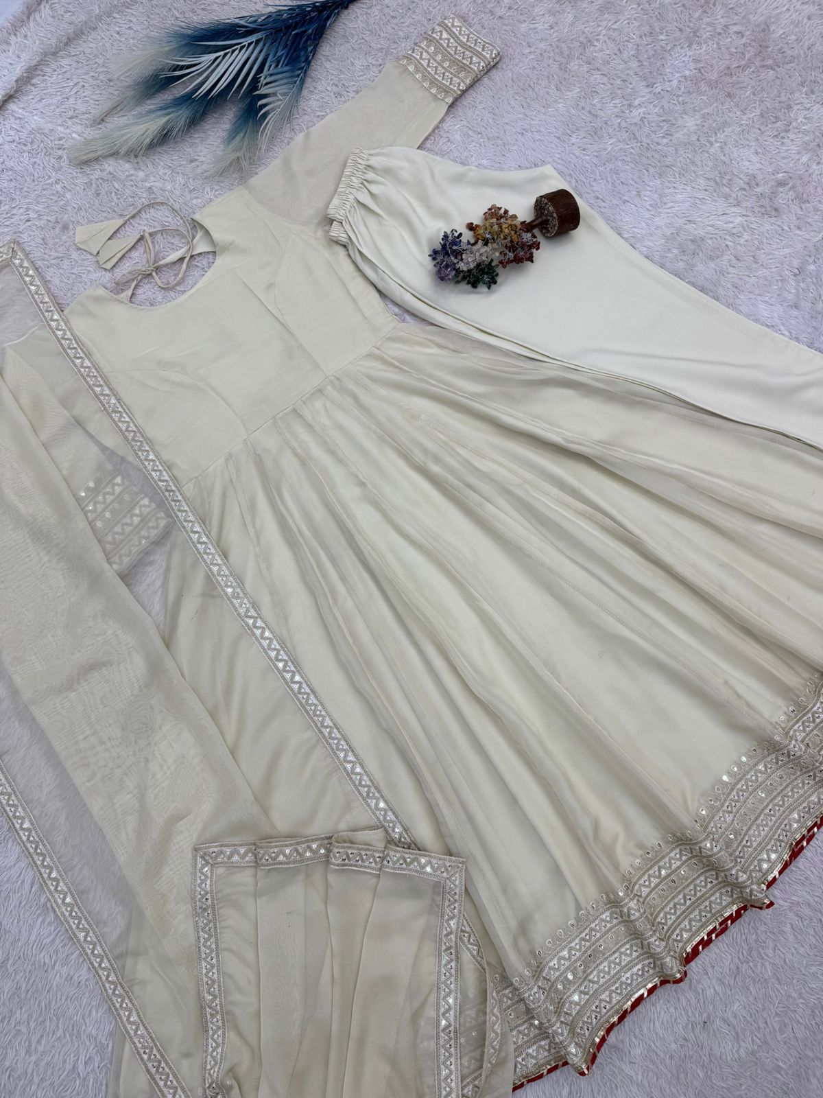 embroidery work anarkali set - 638