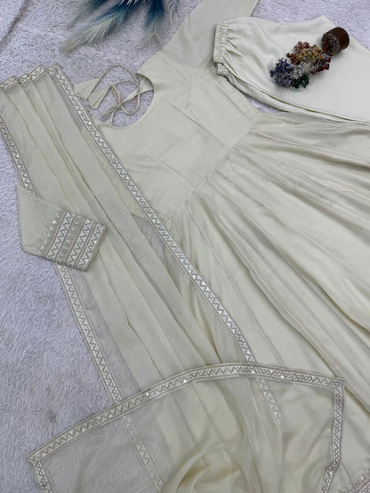 embroidery work anarkali set - 638