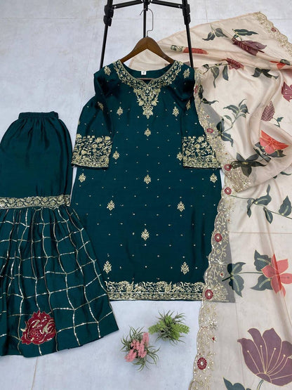 Exclusive embroidery sharara set - 1946