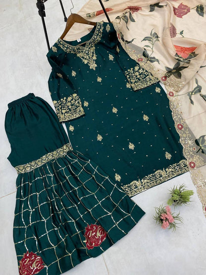 Exclusive embroidery sharara set - 1946