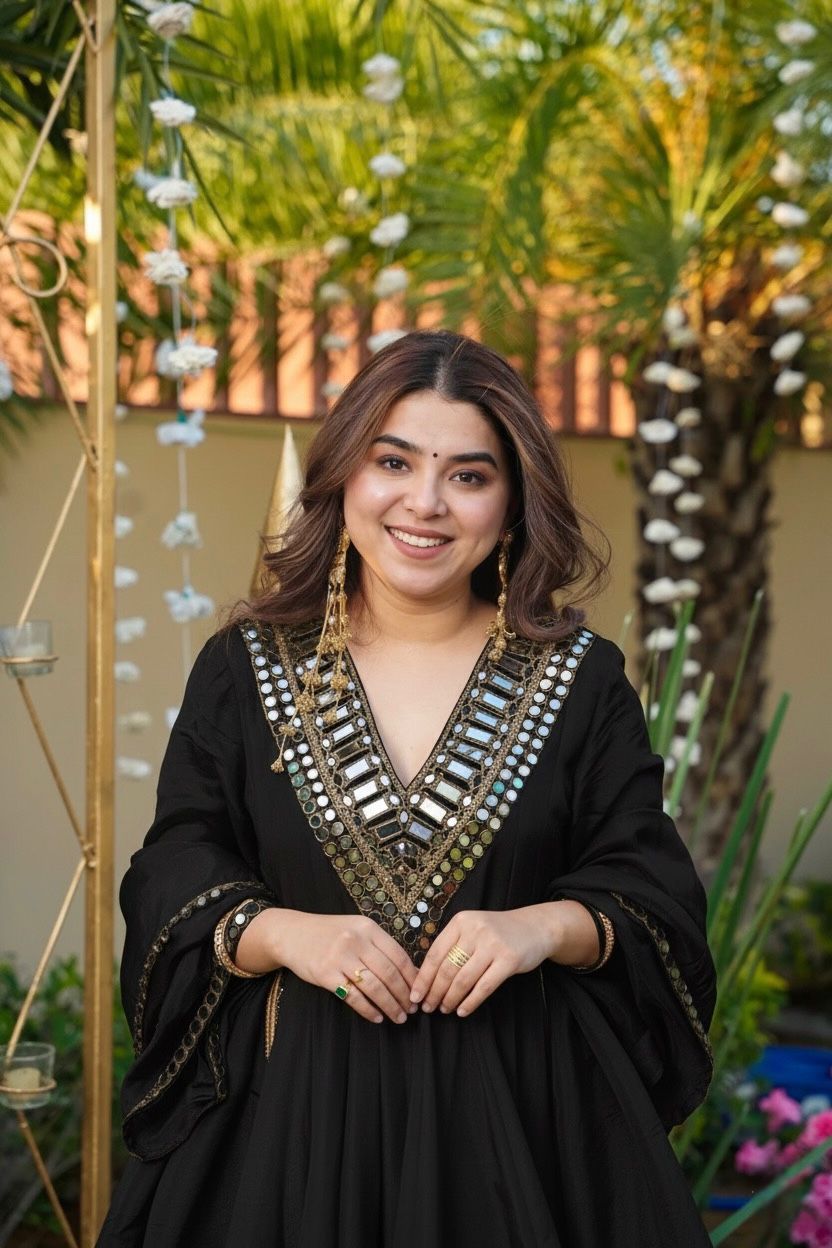 3 piece plazzo pair with real mirror and embroiderry work CODE : 5942